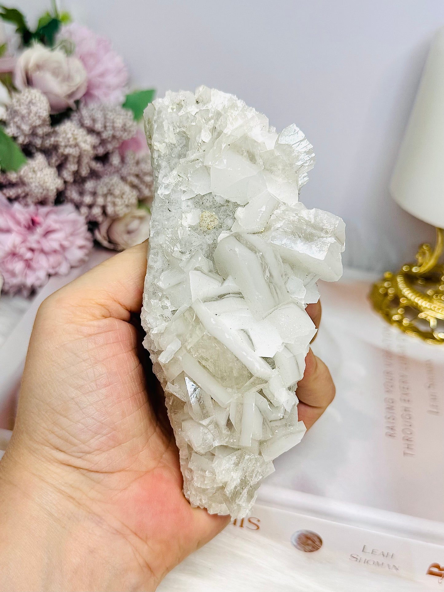 White Sandwich Calcite Specimen | Slab with Rainbows 12.5cm