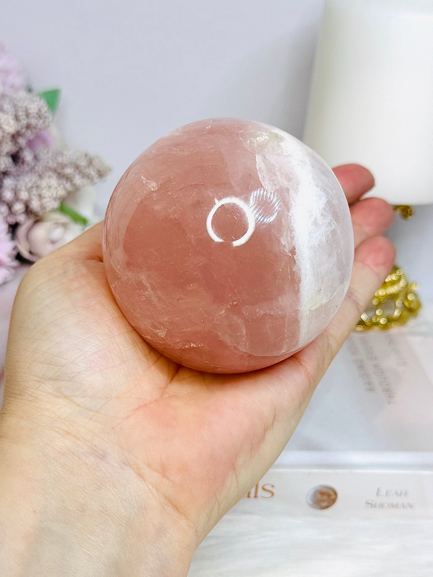 Large Rose Quartz Sphere on Stand 481g