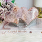 Large Pink Amethyst Druzy Double Hearts On Stand 15cm Long 473g