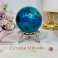 Absolutely Incredible High Grade Chrysocolla Sphere on Stand 329grams