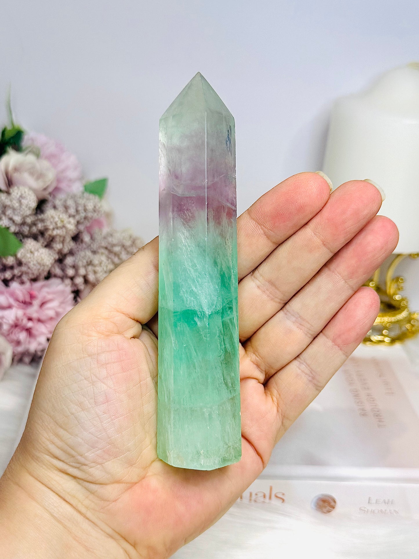 Watermelon Fluorite Tower 13.5cm