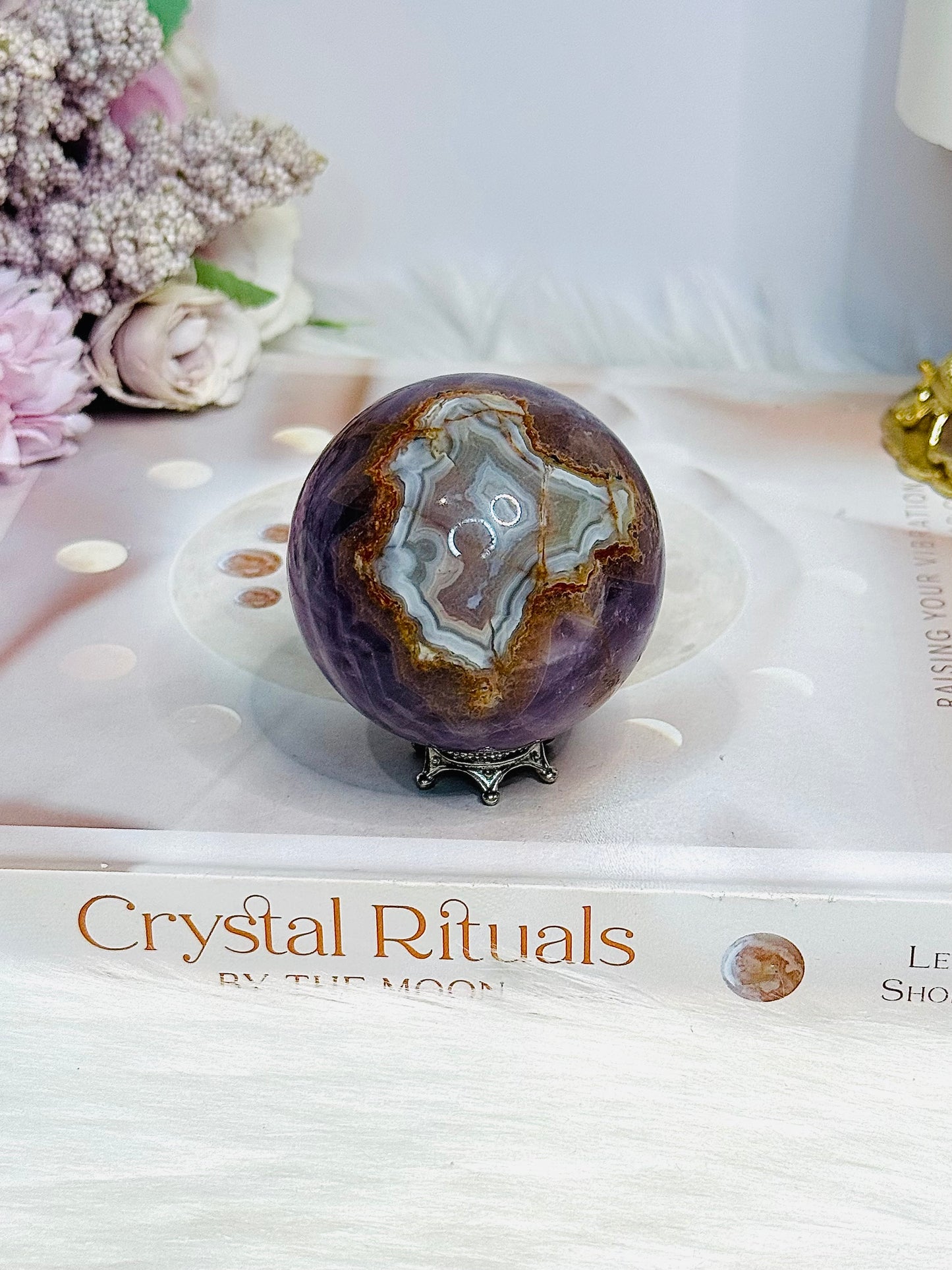 Crazy Lace Amethyst Sphere On Stand 210g