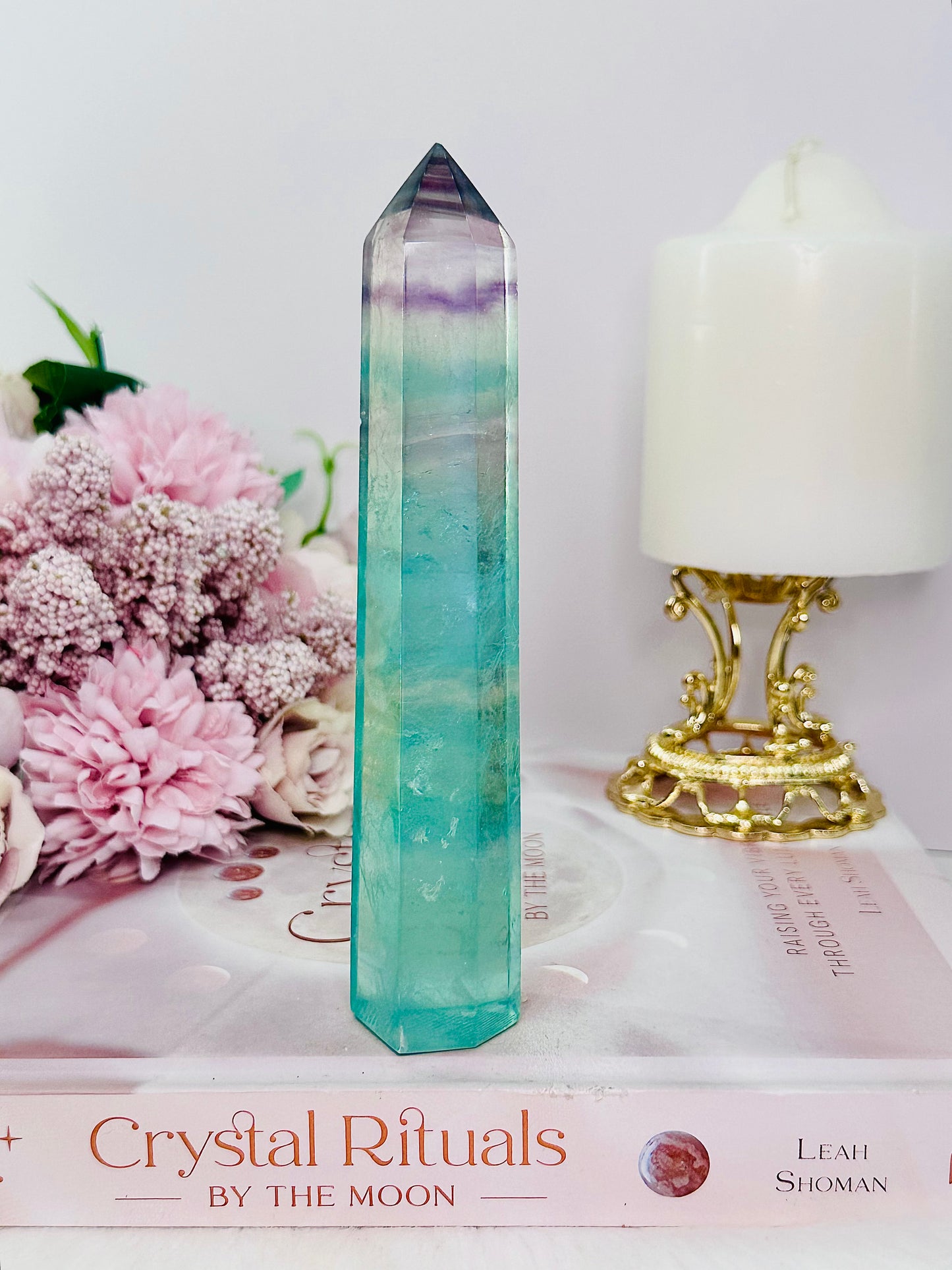 Embrace Challenging Emotions ~ Gorgeous 15.5cm  Watermelon Fluorite Tower with Rainbows