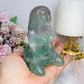 Large Mother Earth Fluorite Carving (chip on back foot) 10cm 396g