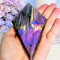 WOW!!!! Absolutely Gorgeous Labradorite Diamond Full of Purple Flash Both Sides On Silver Stand 20cm