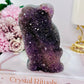 Stunning Perfectly Carved Druzy Agate Amethyst Koala 12cm 397grams With Full Amethyst Cluster At Back