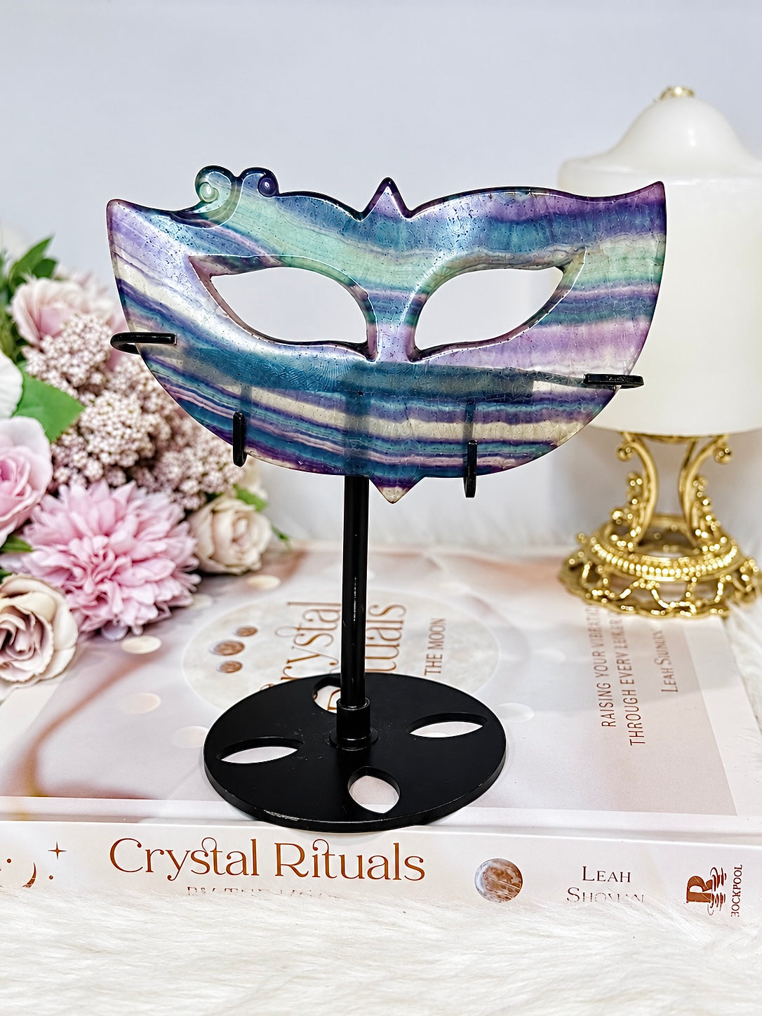 Fluorite Carved Mask On Stand 15cm