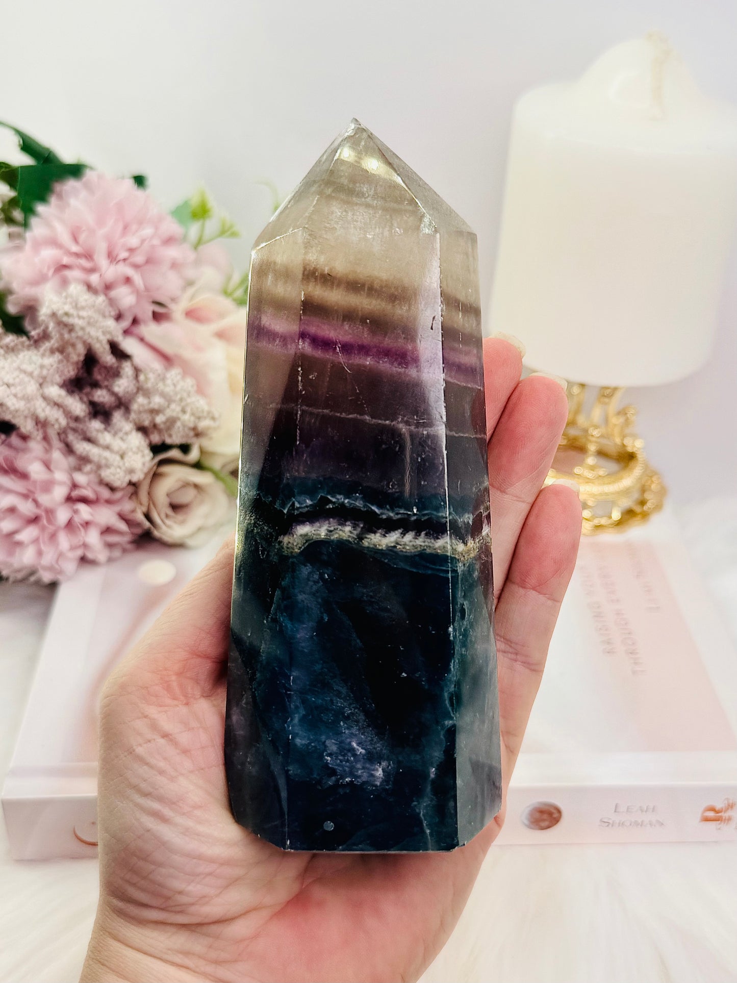 Large Chunky Rainbow Fluorite Tower 14cm 636grams