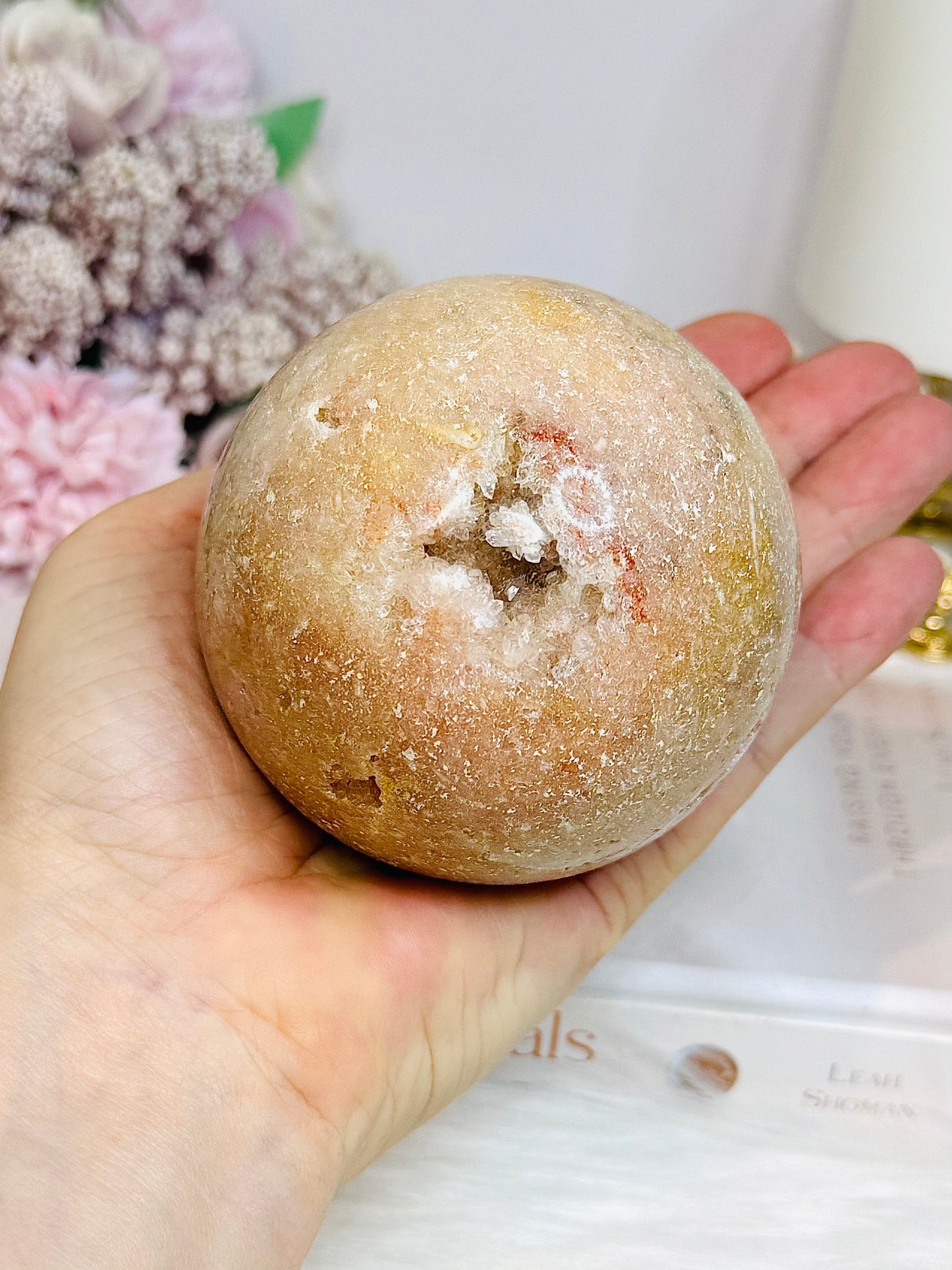 Large Druzy Pink Amethyst Sphere on Stand 602g