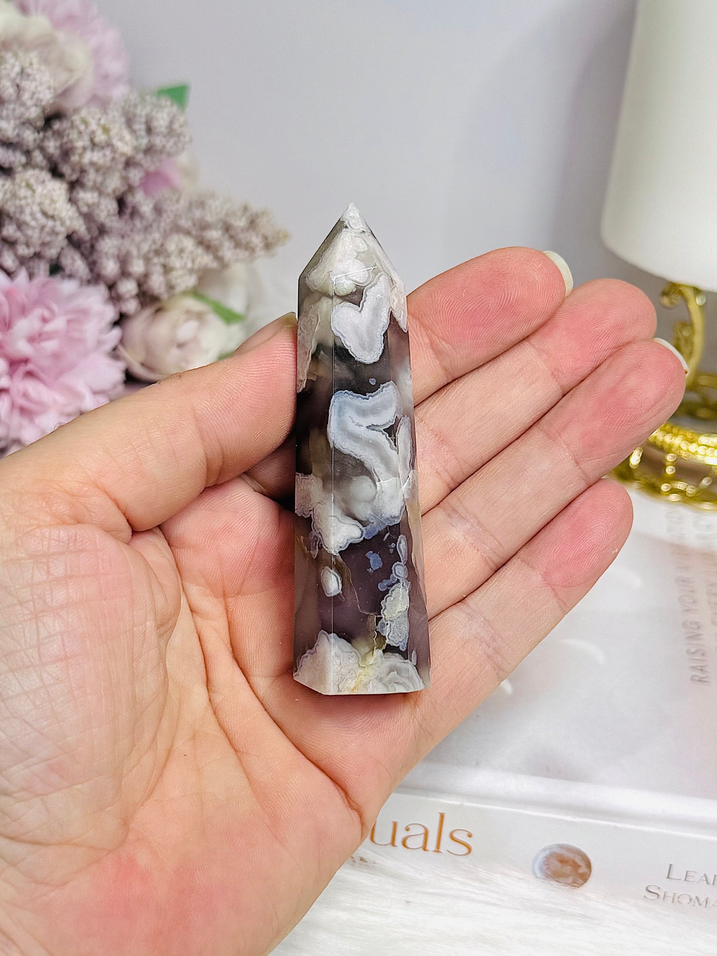 Flower Agate Tower 8cm