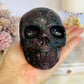 Amazing Large 1.01KG 11cm Garnet with Astrophyllite Carved & Polished Skull