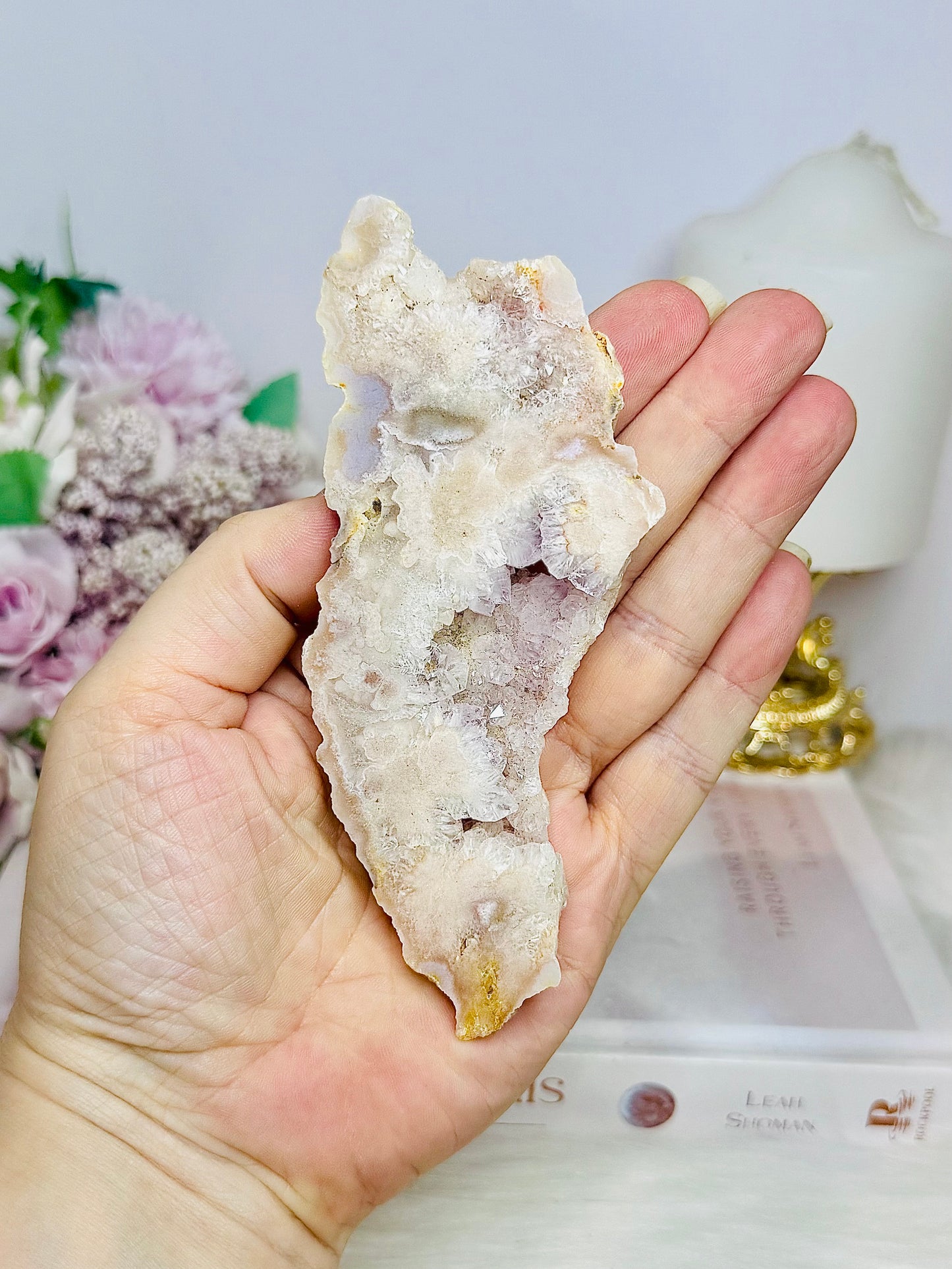 Natural Pink Amethyst Druzy Slab 12.5cm