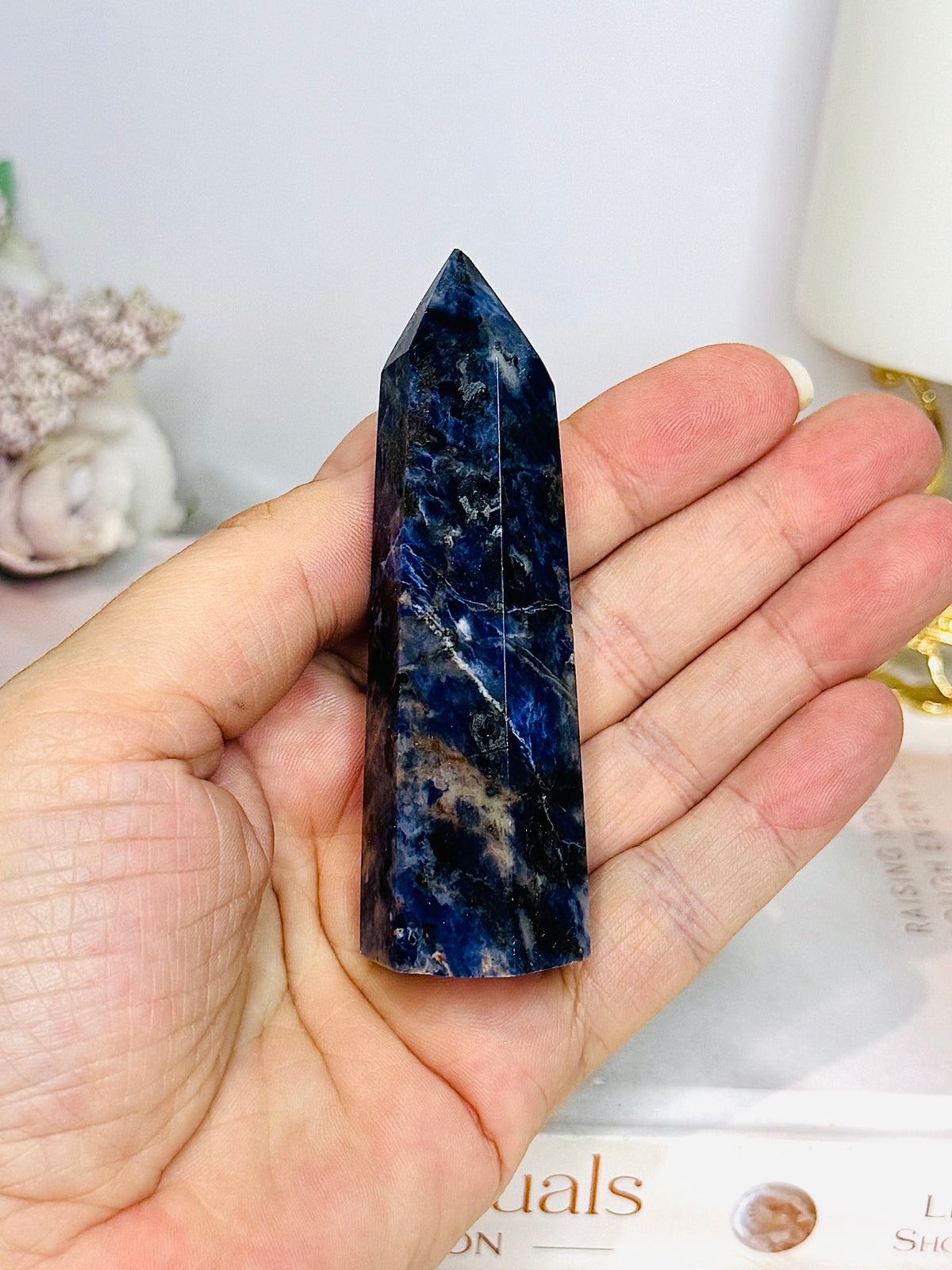 Blue Sodalite with Sunstone Tower 8.5cm