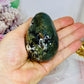 Moss Agate Druzy Egg On Stand 201g