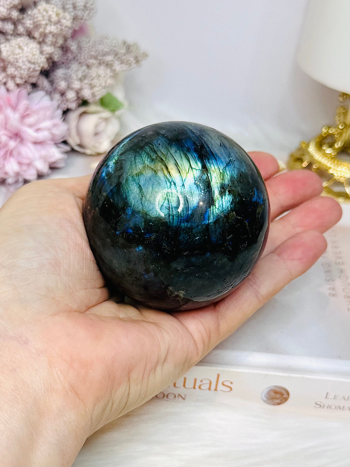Large Labradorite Sphere On Stand 436g