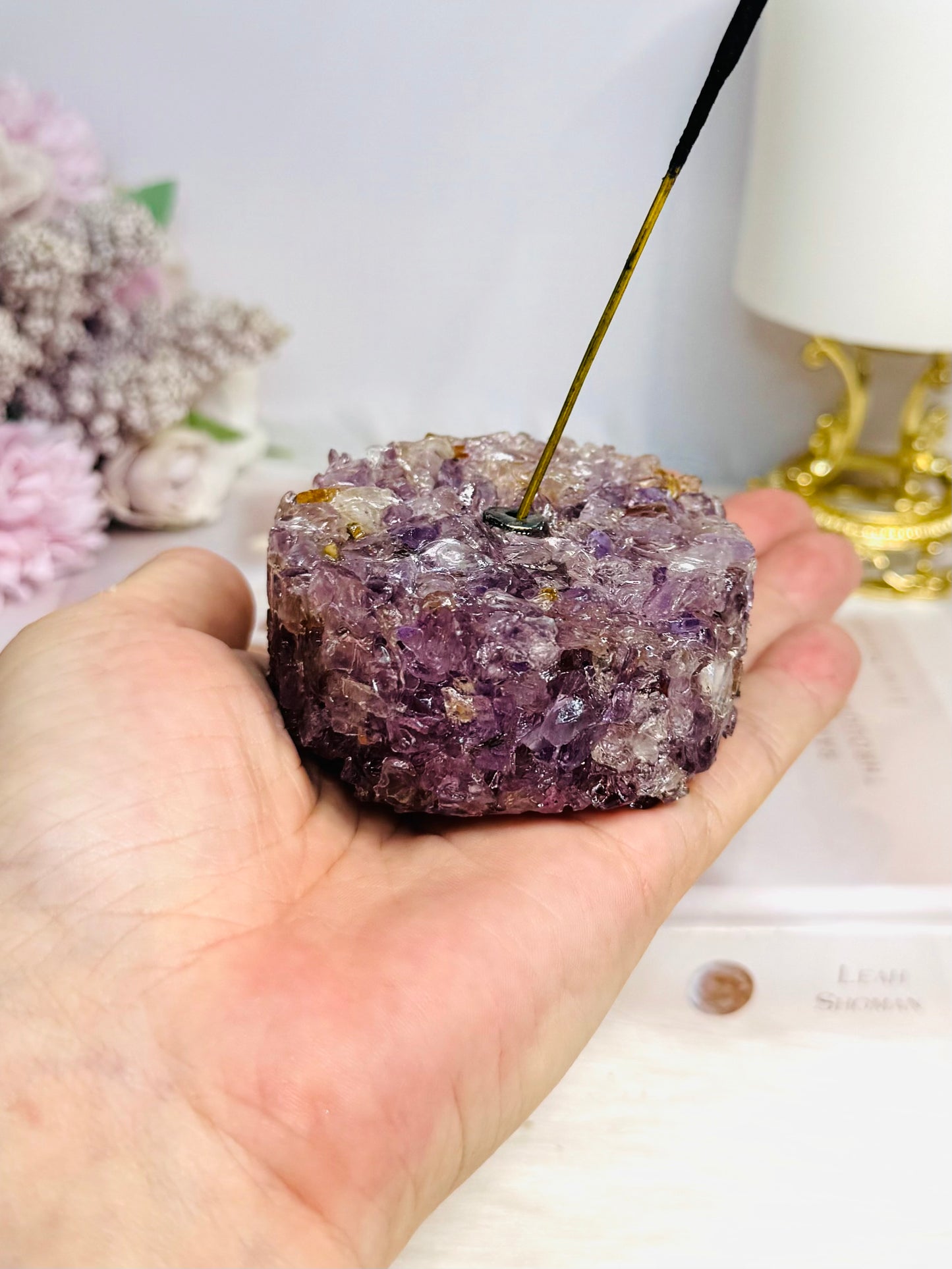 Resin Amethyst Incense Holder 7cm