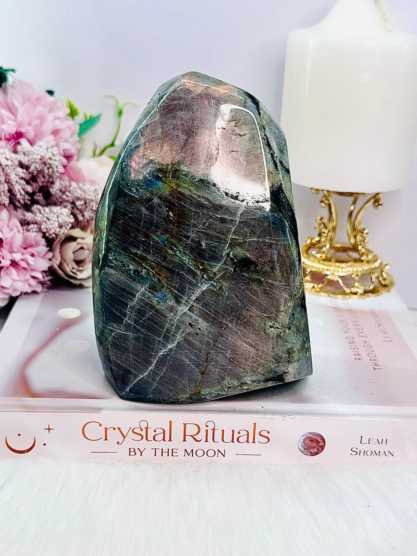 WOW!!!!!! Classy & Absolutely Fabulous Large 14.5cm 1.43KG Labradorite Polished Freeform with Stunning Purple Flash Truly Gorgeous