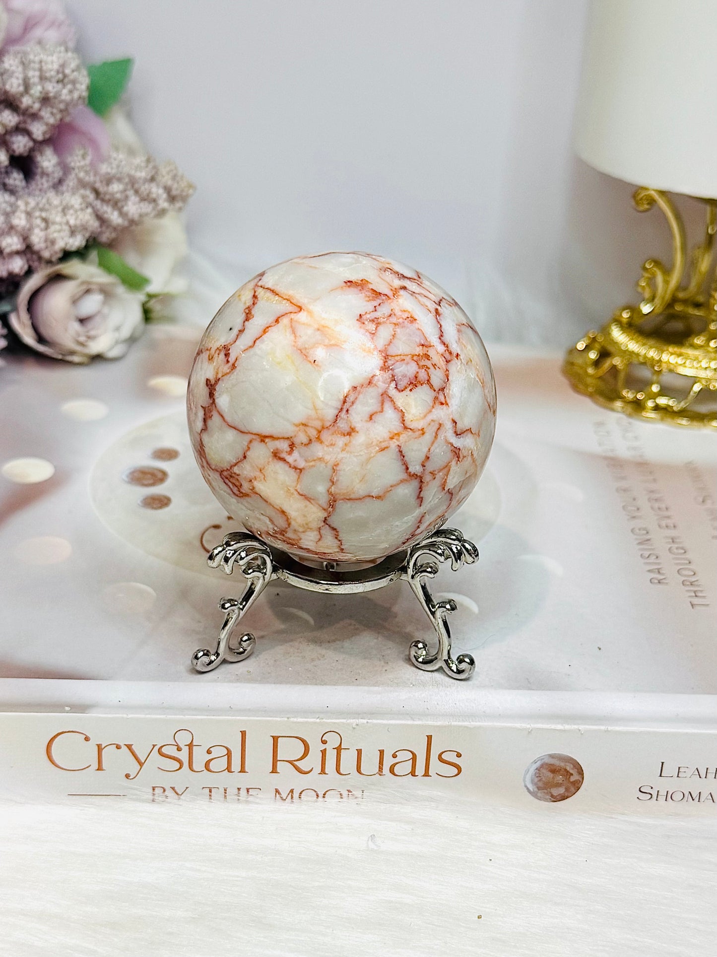 Red Vein Jasper Sphere on Stand 266g