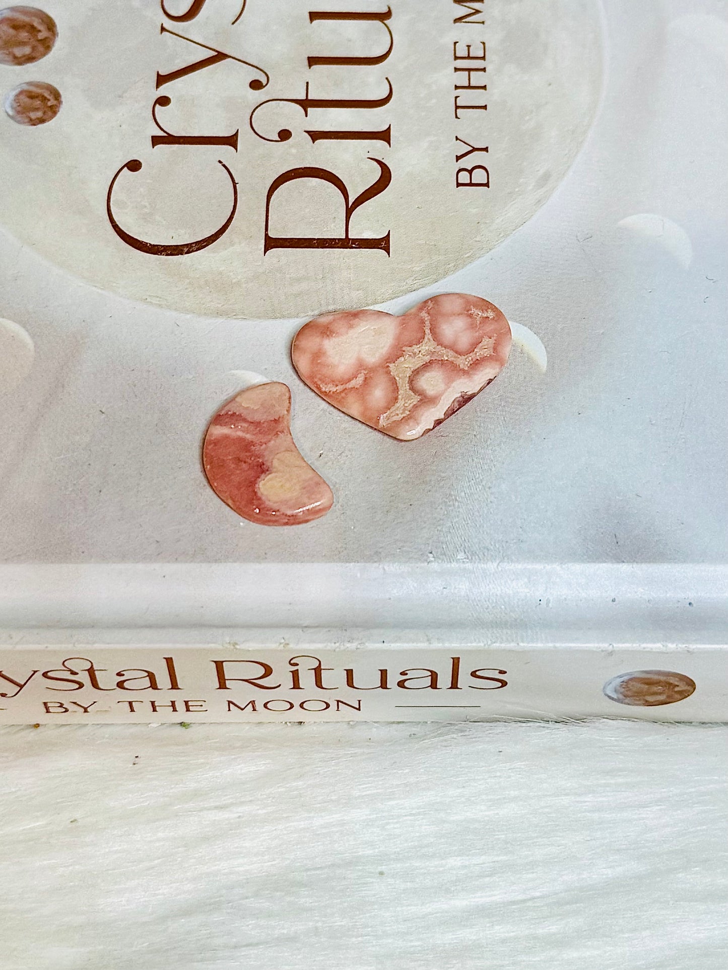 Rhodochrosite Small Heart & Moon Set