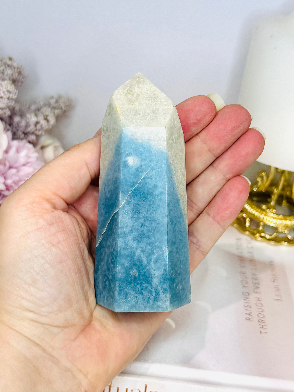 Blue Trolleite Carved Tower 10.5cm
