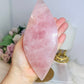 Large Rose Quartz Perfectly Carved Flame On Gold Stand 1.05KG 28cm