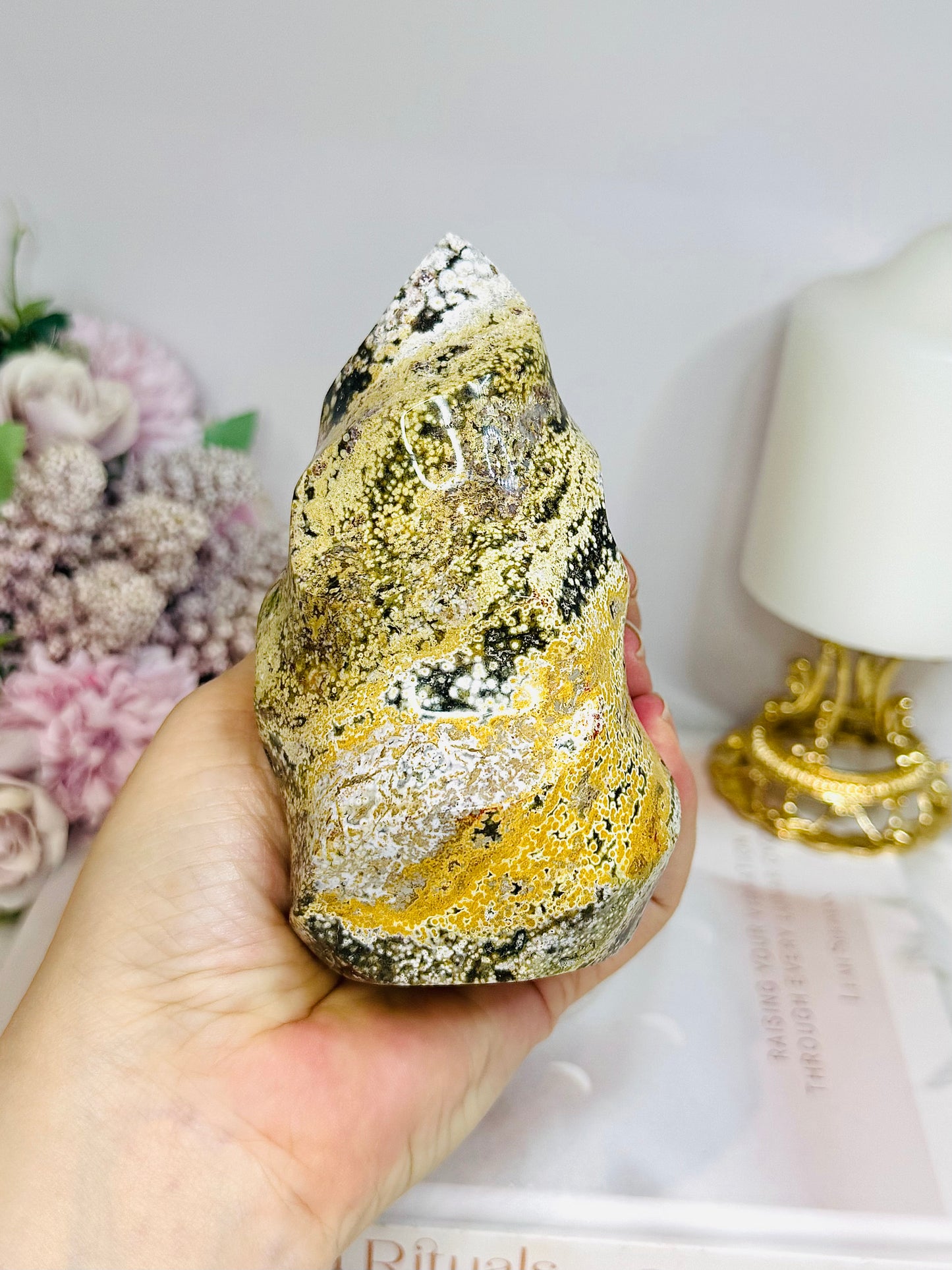 Ocean Jasper Carved Flame 12cm 595g