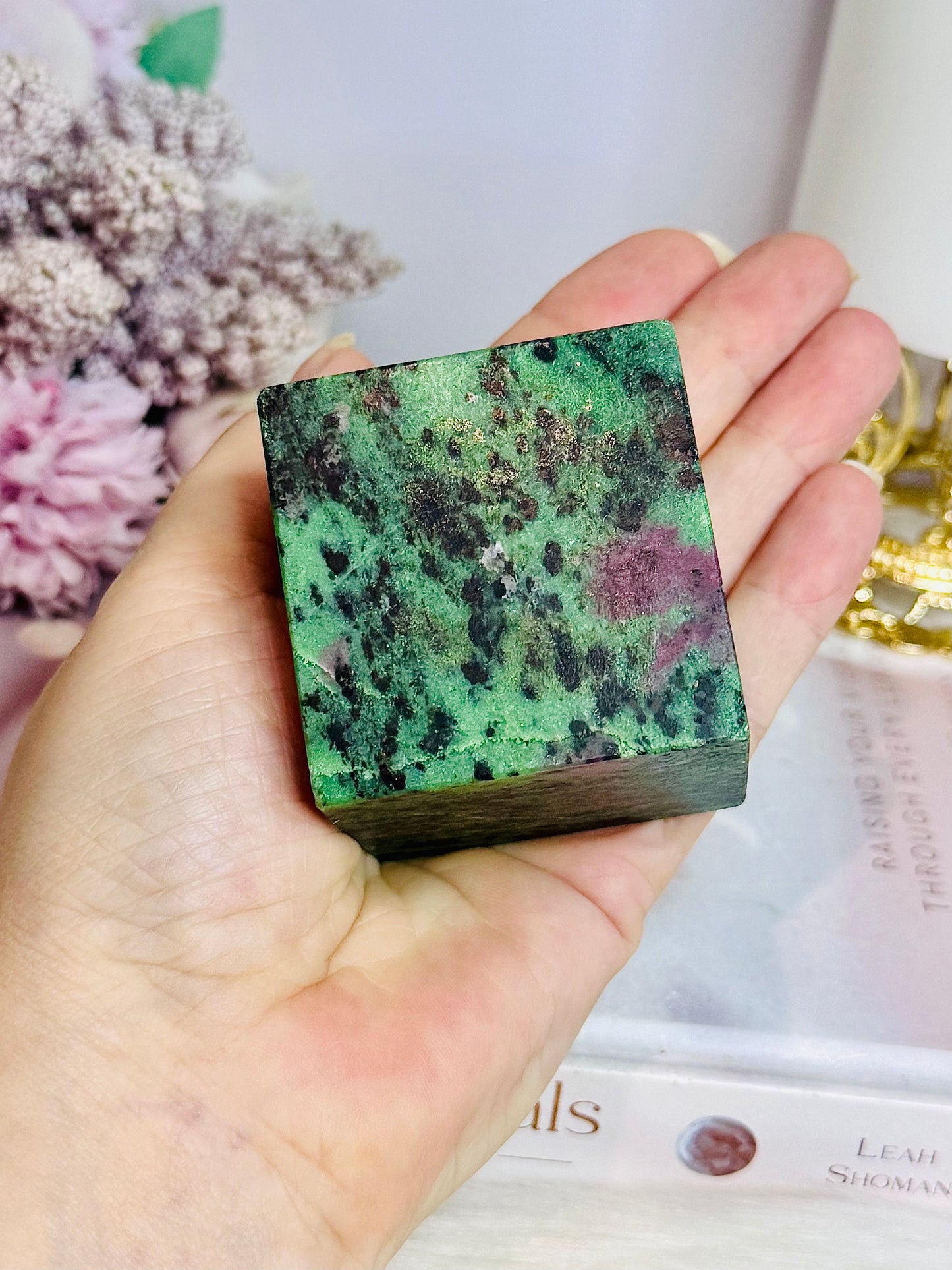 Ruby In Zoisite Carved Cube 383g