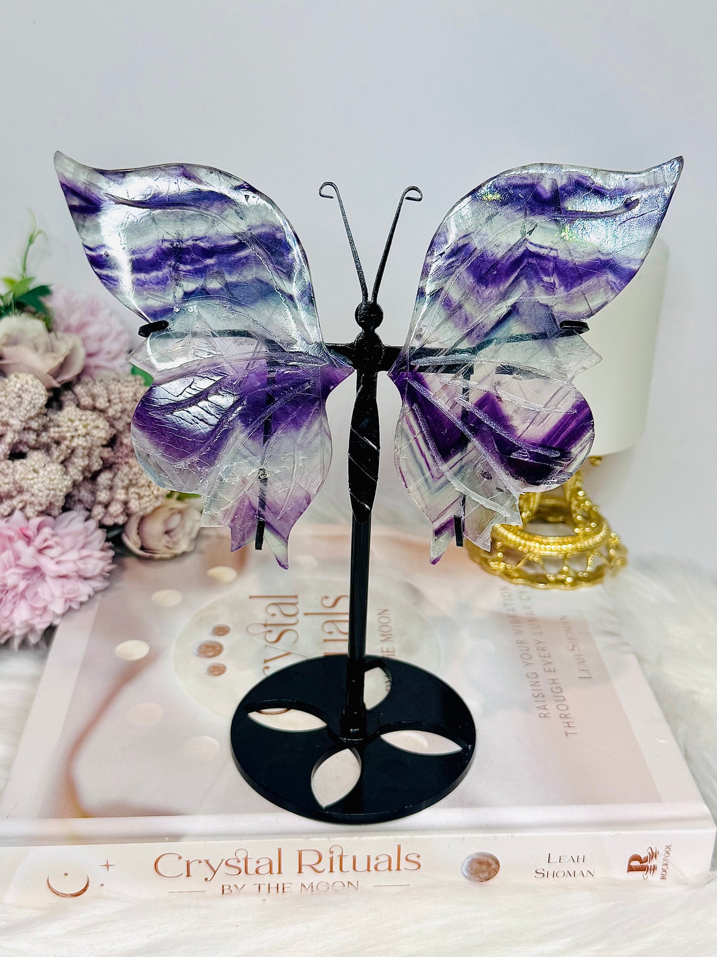 Fluorite Butterfly Wings With Rainbows 19cm