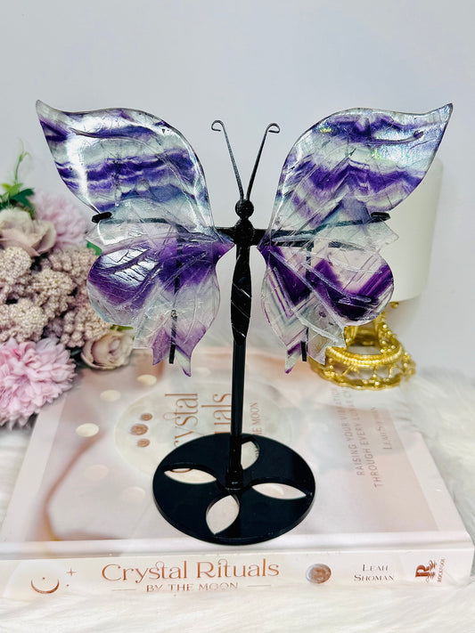 Fluorite Butterfly Wings With Rainbows 19cm