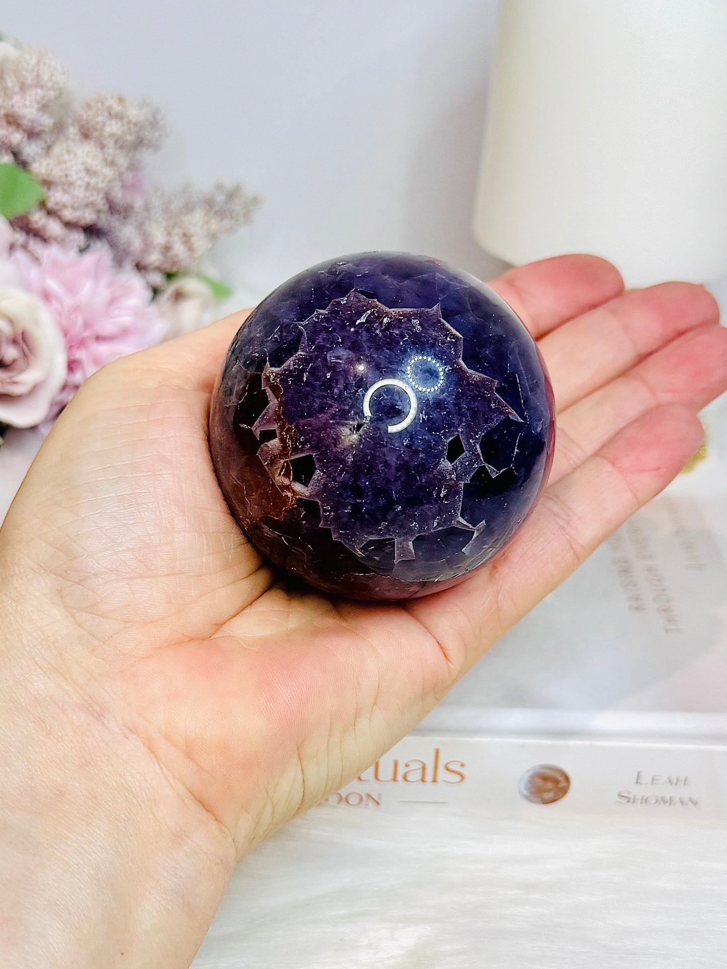 Crazy Lace Amethyst Sphere on Stand 326g