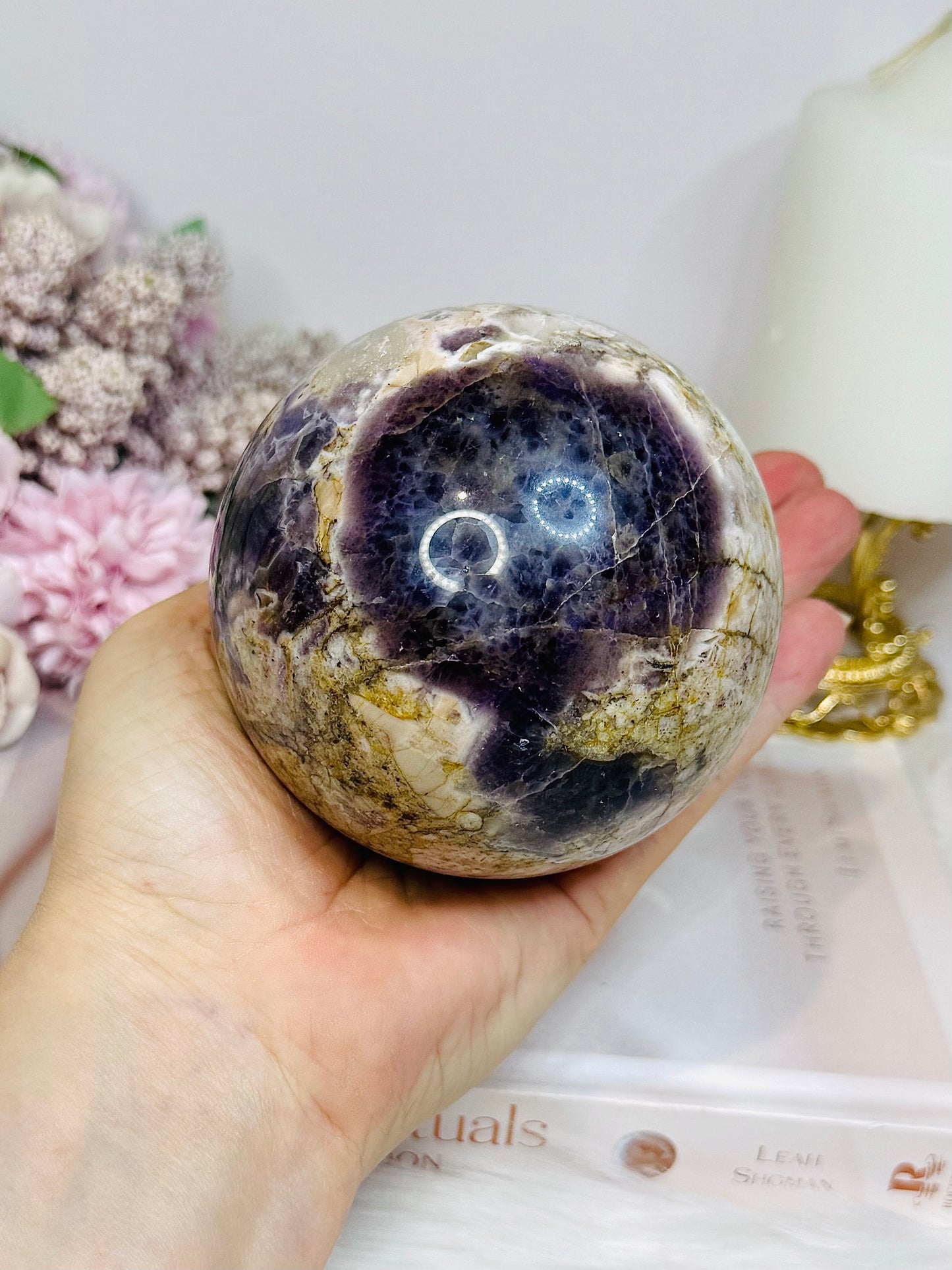 Large Chevron Amethyst Sphere on Stand 926g