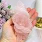 Large Rose Quartz Carved Rose on Stand 15cm