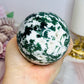 Large Druzy Moss Agate Sphere on Stand 515g