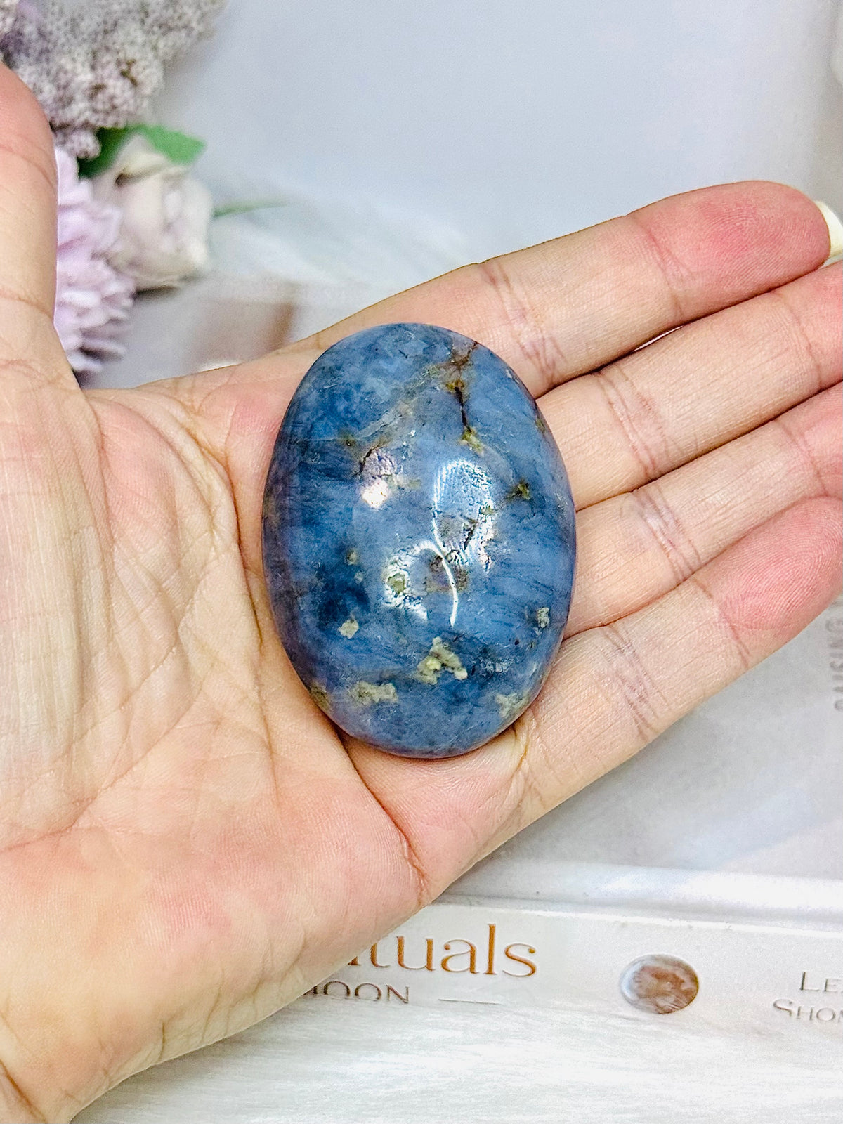 Blue Owyhee Opal Palm Stone (stand is display only)