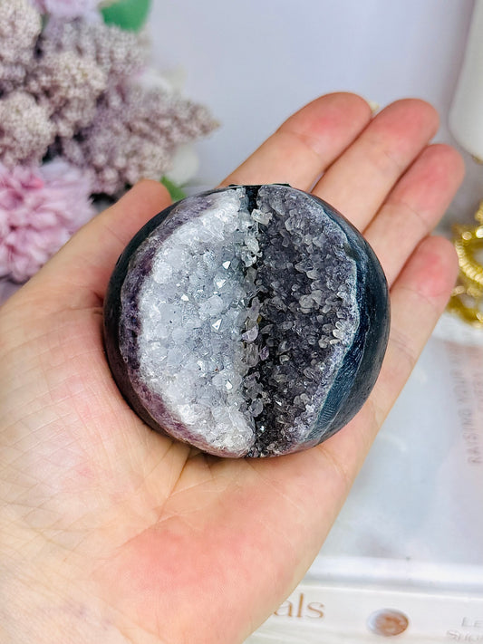 Amethyst Druzy Geode Sphere On Stand 251g
