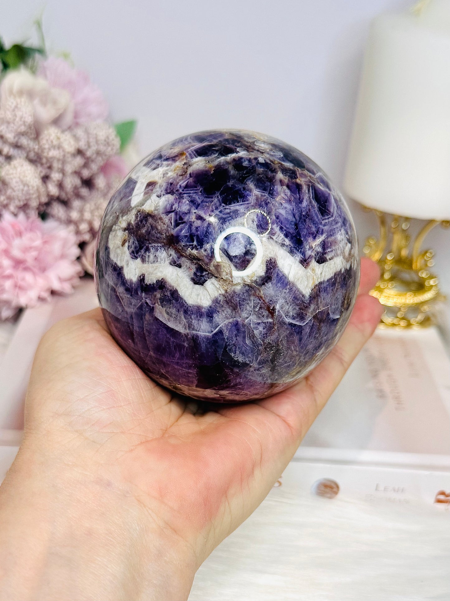 Large Chevron | Dream Amethyst Sphere on Stand 830g