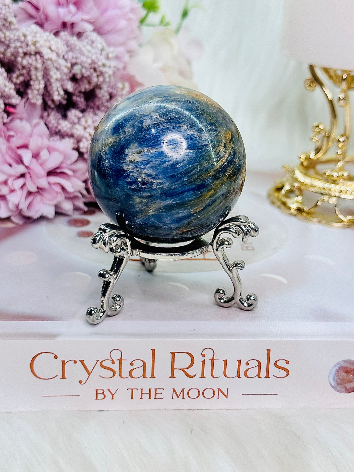 Brings Tranquility ~ Lovely Blue Kyanite Sphere on Stand 223grams