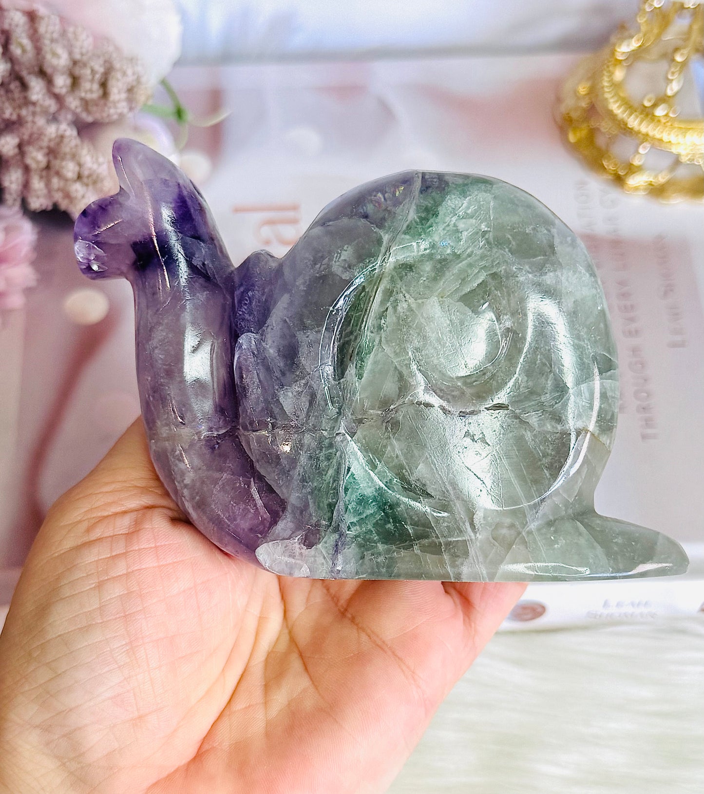 Fluorite Carved Large Snail 11cm 449grams