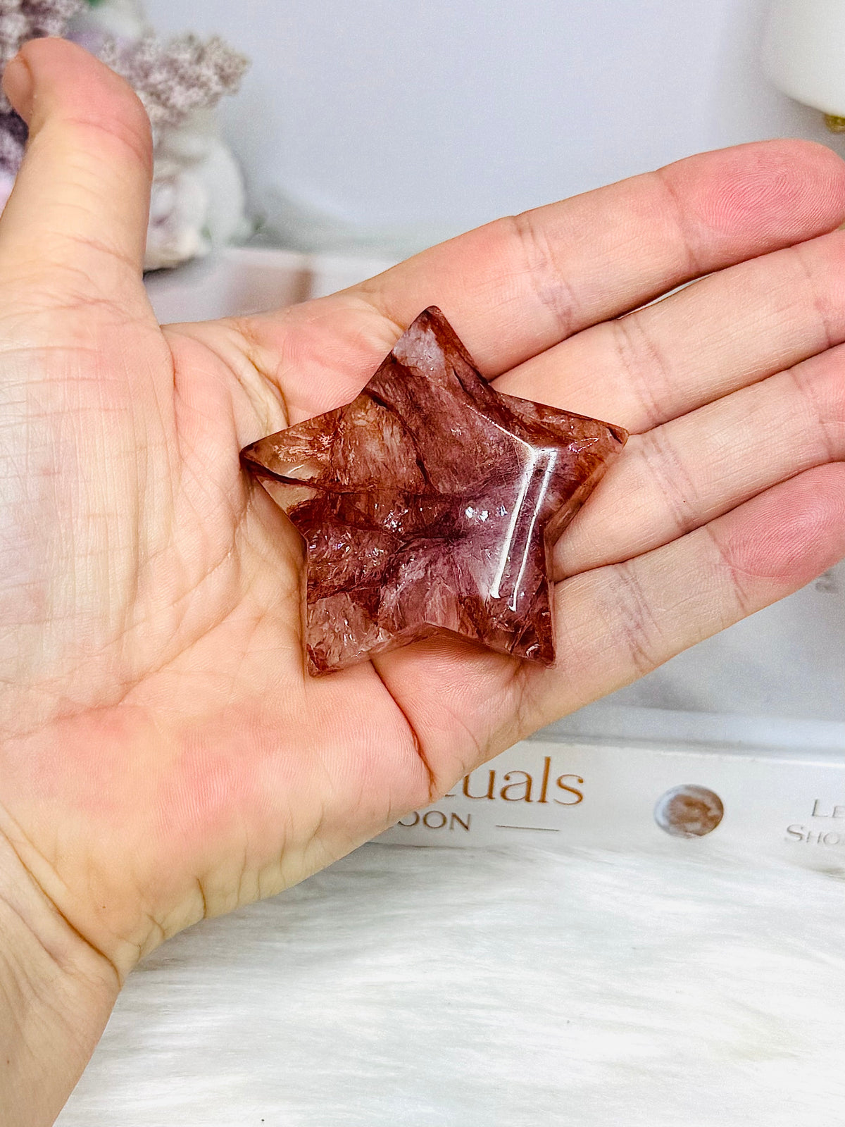 Fire Quartz Carved Star
