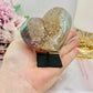 Stunning Angel Aura Druzy Agate Carved Heart on Stand 8cm