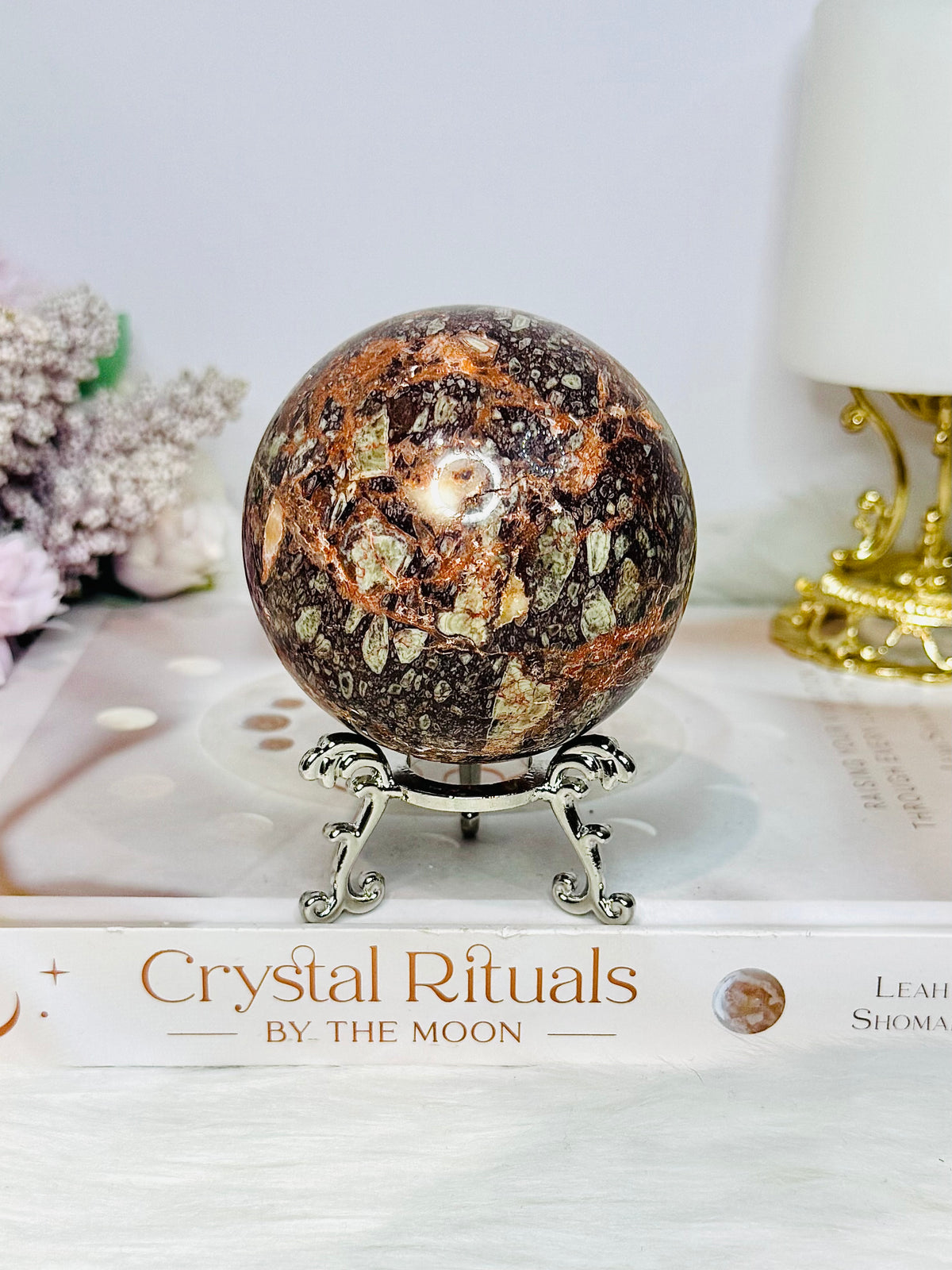 Large Money Agate Sphere on Stand 426g