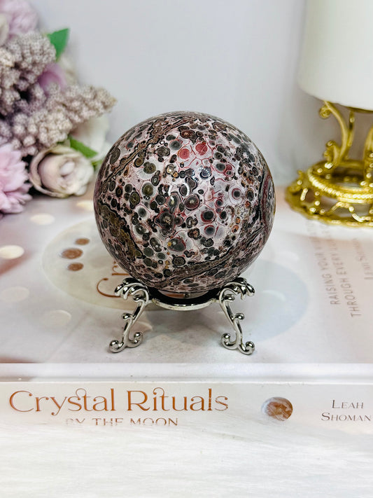 Leopard Skin Jasper Sphere on Stand 318g