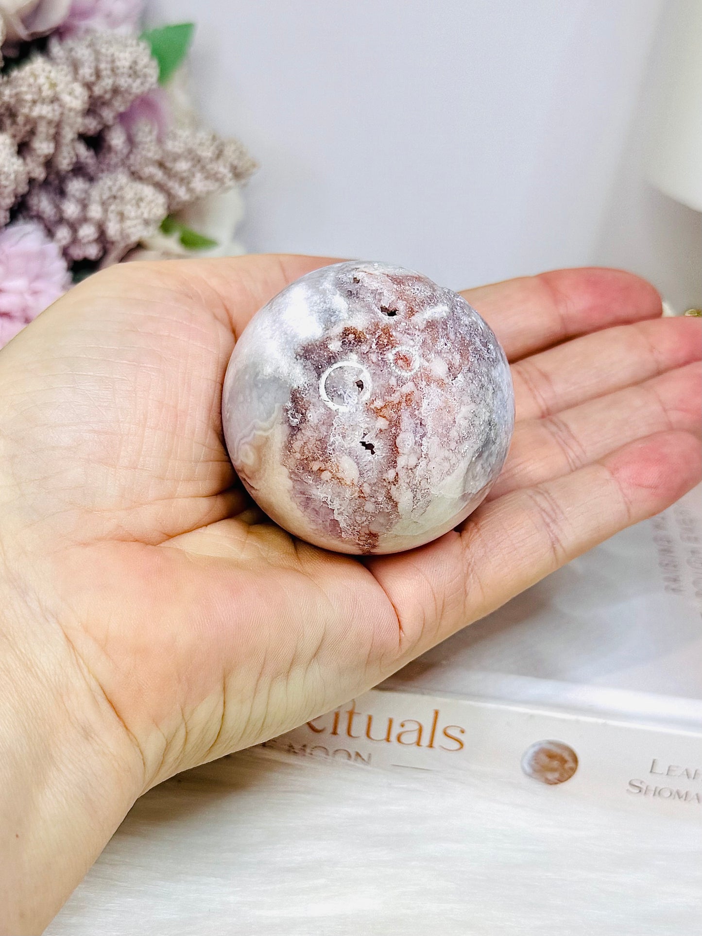 Pink Amethyst Druzy Sphere On Stand 171g