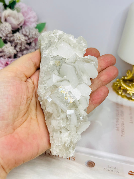 White Sandwich Calcite Specimen | Slab with Rainbows 12.5cm