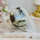 Rainbow Moonstone Sphere on Stand with Blue Flash 337g