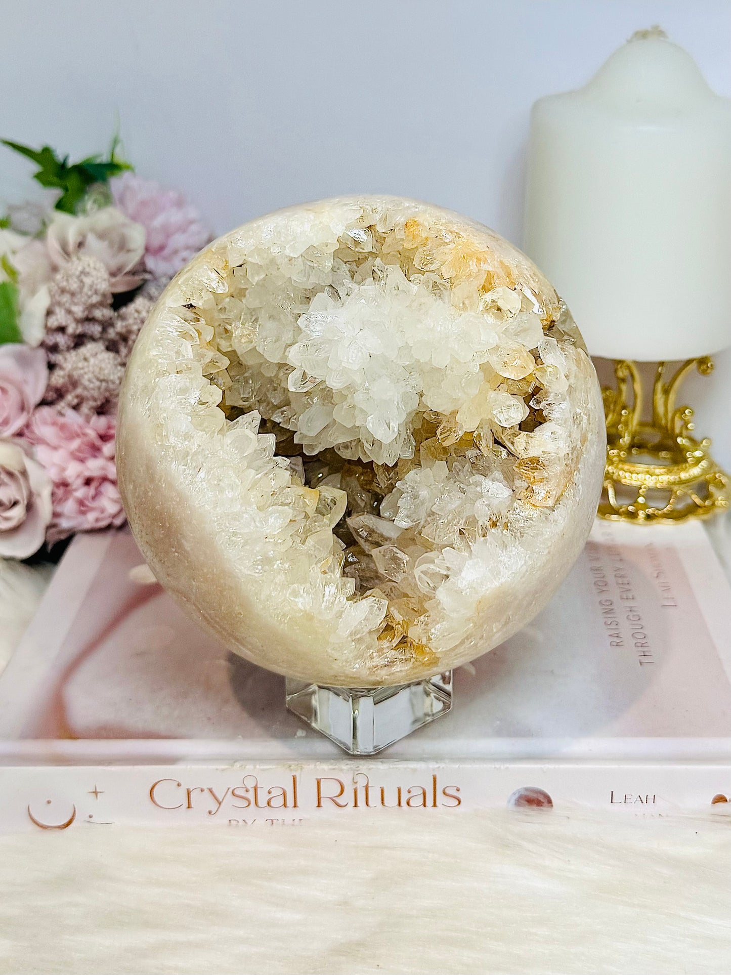 Huge Pink Amethyst Druzy Geode Sphere 11cm 1.86KG