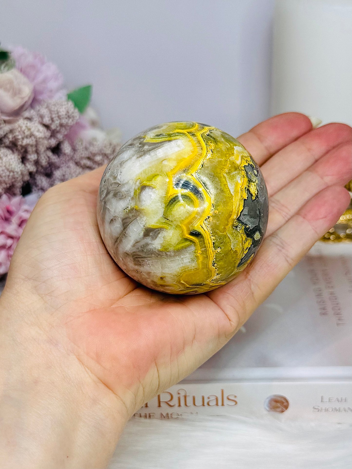 Large Bumblebee Jasper Sphere on Stand 383g