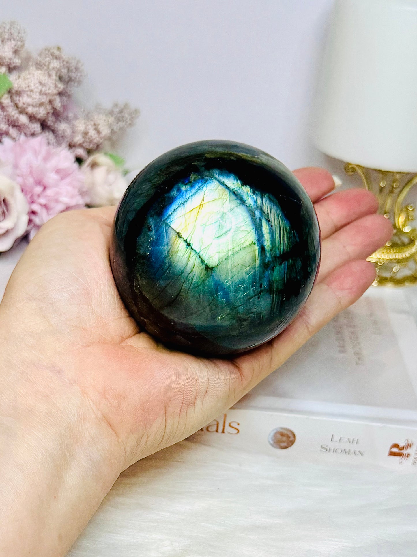 Large Labradorite Sphere on Stand 520g