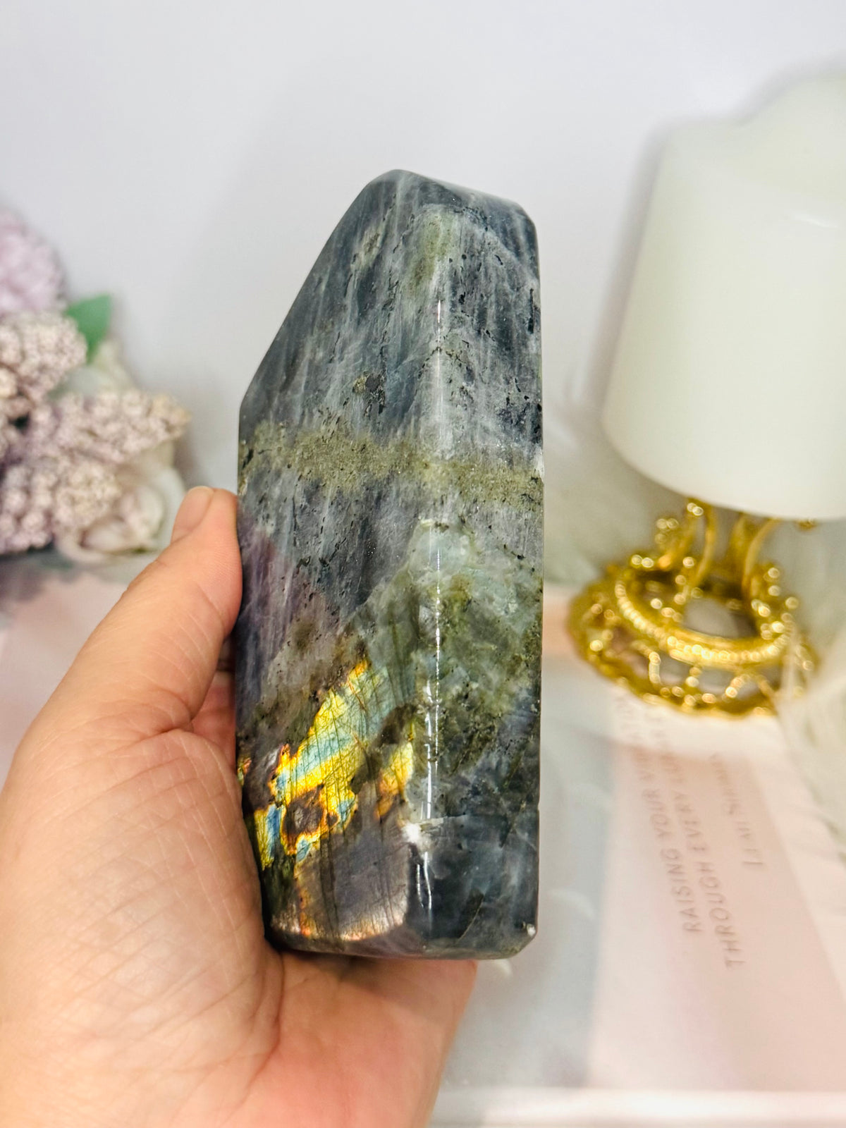 Labradorite Large Freeform 12.5cm 454g (this piece has been damaged in transit has dents on it) Reduced