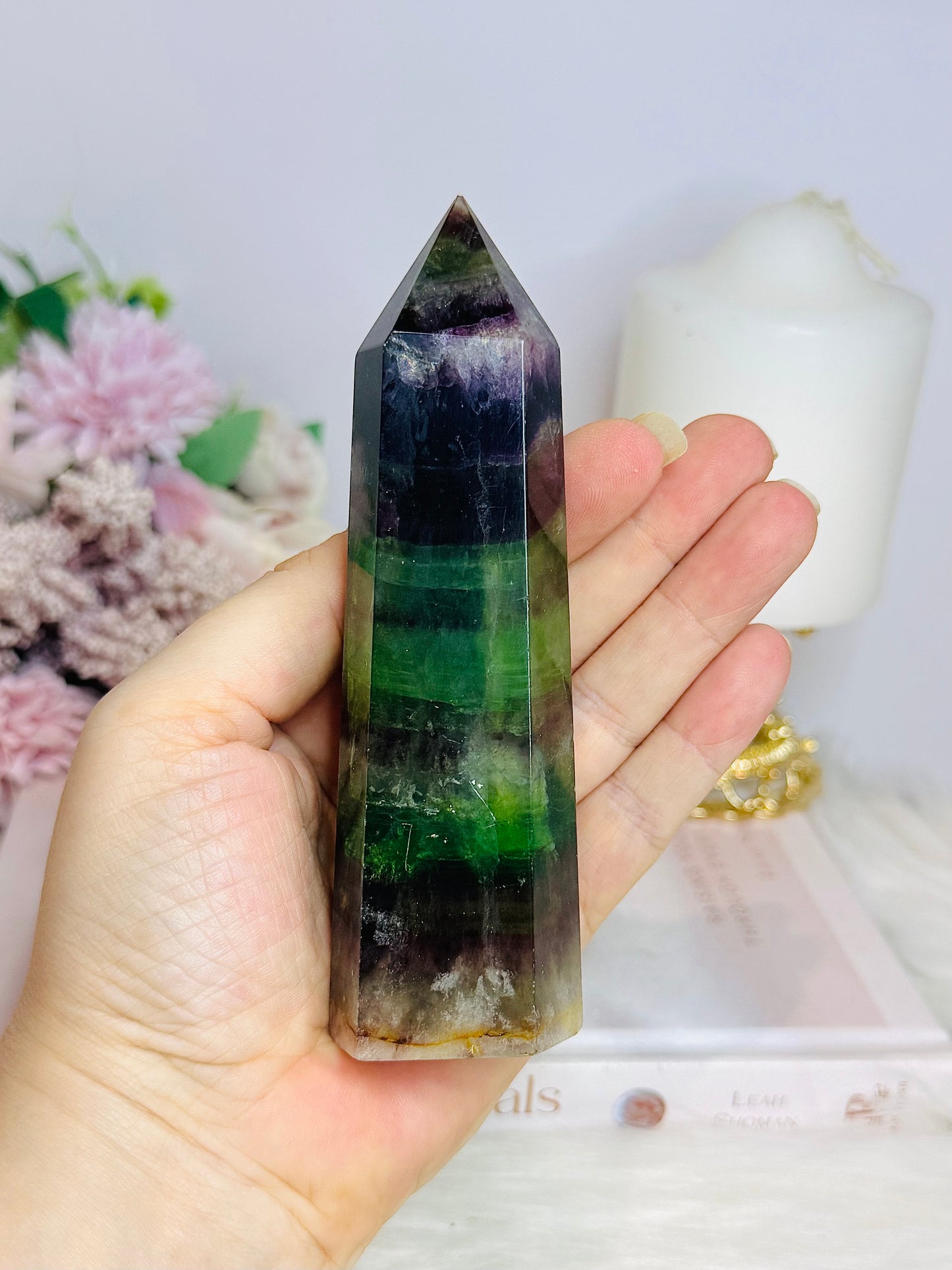 Chunky Rainbow Fluorite Tower 13cm